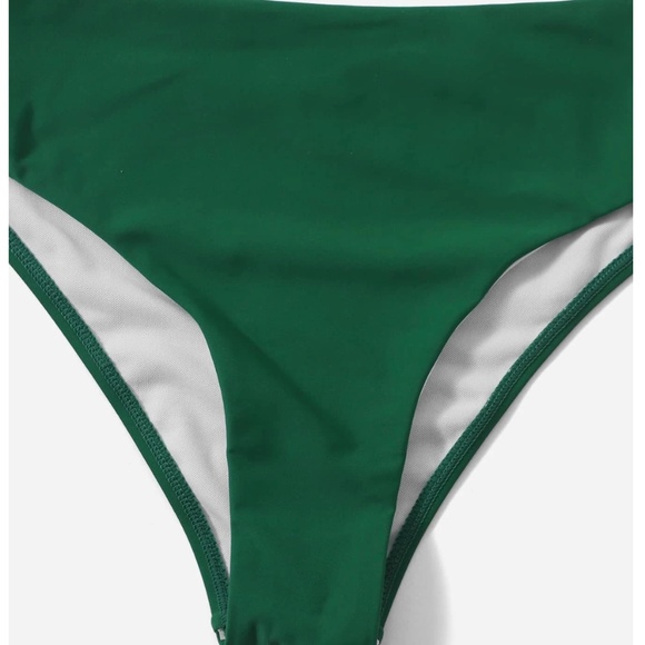 SHEIN NWT Cut-out Lace Up Bikini Swimsuit Army Green Size L (8/10) - Picture 3 of 4